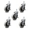 Service Caster 4 Inch Thermoplastic Wheel 3/8 Threaded Stem Caster Set with Brakes SCC, 5PK SCC-TS05S410-TPRS-SLB-381615-5 - alternate 1
